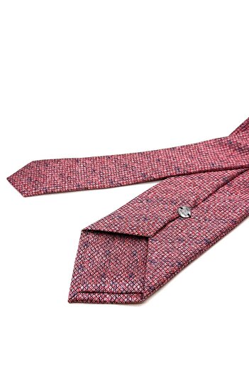 Kravatkolik Kırmızı Kare Desen Mendilli Klasik Kravat KK13064