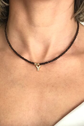 Sose Moda Letter Y Bead Necklace