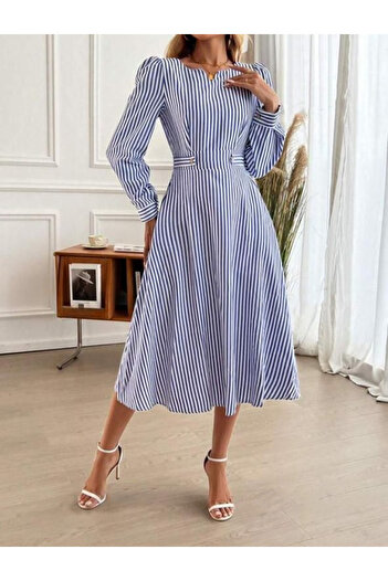 TUA MODA TUA MODA Rochie midi din tricot din bumbac, cu mânecă lungă, cu buzunare