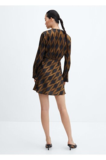 MANGO Woman Desenli anvelop kesim elbise