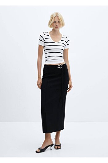 MANGO Woman Striped Seamless T-Shirt