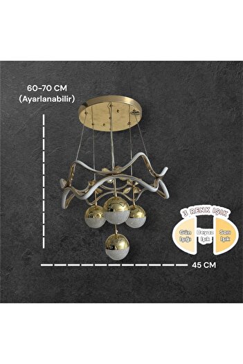 Avize Girdap 4 toplu 3 Renk Sarı Led Avize