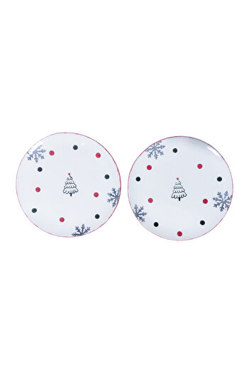 Ganita home Newyear Polka Dot Round Cake Plate - 2-Piece Plate 19 cm