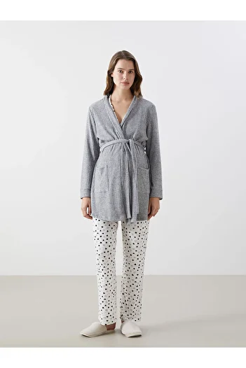 LC Waikiki Lcw Dream Double Breasted Collar Velvet Women's Dressing Gown