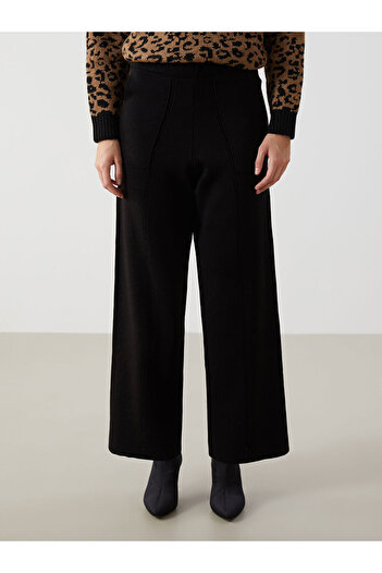 LC Waikiki Lcw Modest Black Women's Knitwear Pants with Elastic Waist