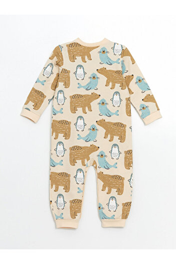 LC Waikiki Crew Neck Printed Baby Boy Jumpsuit