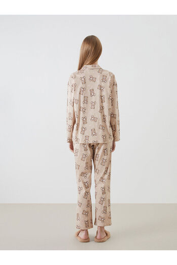 LC Waikiki Gömlek Yaka Desenli Kadın Pijama Takımı W4G486Z8NVY