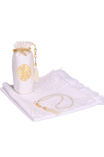 Modish Group Luxury Taffeta - Portable Prayer Rosary Set with Prayer Rug and Pearl Vav, Gift Set
