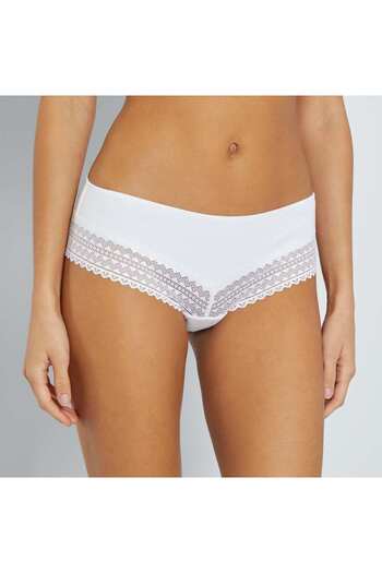 KIABI Pack of 3 cotton and lace boy shorts BLUE