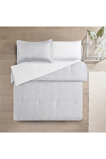 In House Tulip | Microfiber Comforter Set 4 Pieces, Queen, 240x190 cm, Grey