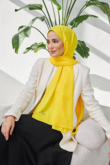 İpekhan Lego Pattern Silky Jacquard Shawl Yellow 9004-27