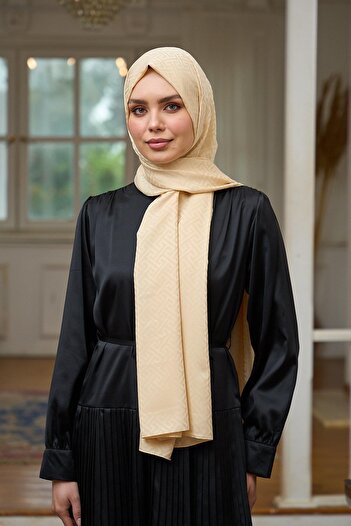 İpekhan Silky Jacquard Shawl Wheat Yellow Summer Sparkle Collection - 9017-05