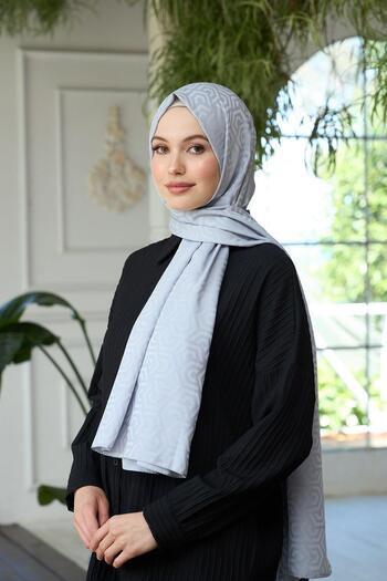 İpekhan Silky Jacquard Shawl Silver Collection - Summer Sparkle 9013-15