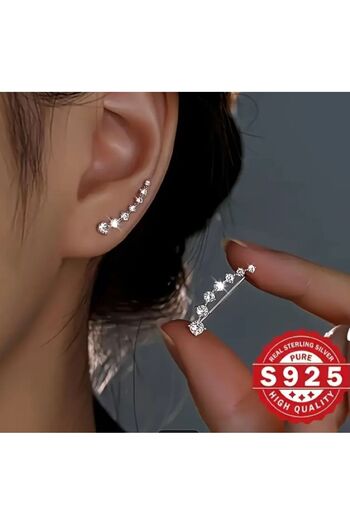 Dgt Luxury Zirkon Detaylı 925 Ayar Gümüş Kulak Iğnesi Bohemian Elegant Küpe