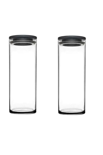 Paşabahçe 43756 Vacuum Glass Jar - Gray Covered Breakfast Club Jar 1230 Cc Orgin Set of 2