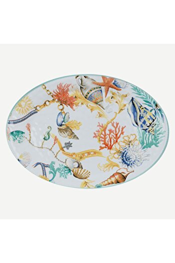 Baci Milano St. Tropez Turkuaz Melamin Servis Tabağı 50X35 Cm