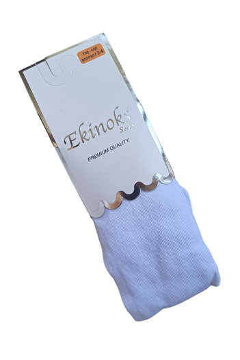 Ekinoks Girl's and Baby's Plain Combed Cotton Seamless White Pantyhose School Socks