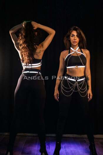 Angels Passion Reflective Chain Glow in the Dark Harness Dancewear, Partywear