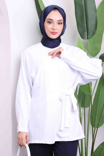 İmajButik White Cross Tie Kimono