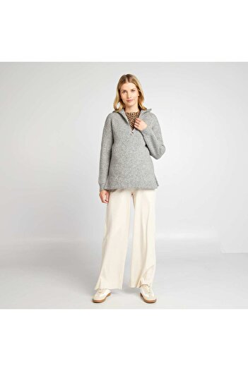 KIABI Maternity jumper with high zipped neck GREY