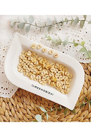 ilmekhobievi 11mm Heart Model Wooden Button - 15 Pieces