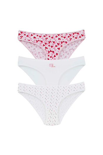 LİBELLA İÇ GİYİM Chiloți din bumbac și lycra cu model de dragoste multicolori pentru femei, pachet de 3