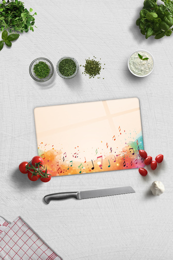 Decorita Glass Cutting Board - Glass Cutting Board |   Colorful Sheet Music |   20cm X 30cm