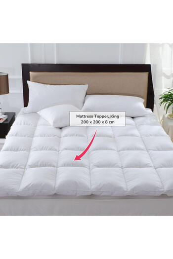 Donetella 200x200+8 cms Microfiber Hotel Mattress Topper-1500GSM, King Size -Fitted Style