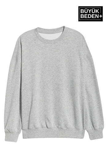Superlife Kadın Büyük Beden Bisiklet Yaka İnce Sweatshirt SPR24BSWK56