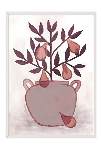 Postifull White Framed Painting, Poster and Frame Set, Wall Painting, Pear Plant Comfort Series No:108609