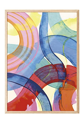 Postifull Wooden Framed Painting, Poster and Frame Set, Colorful Paint Strokes Comfort Series No:108617