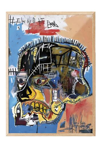 Postifull Wooden Framed Painting, Poster and Frame Kit, Basquiat Skull Comfort Series No:108692