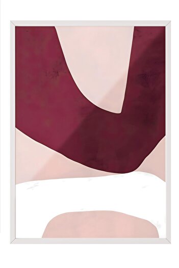 Postifull White Framed Painting, Wall Painting, Asymmetrical Shapes No2 Comfort Series No:108611