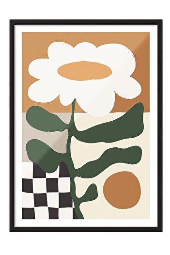 Postifull Black Framed Painting, Poster and Frame Set, Retro Flower Comfort Series No:108687