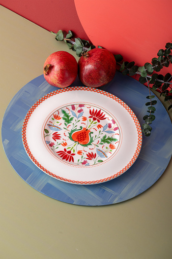 İSTANBUL PORSELEN Red Pomegranate Fine Bone Istanbul Porcelain Serving Plate - 27 cm