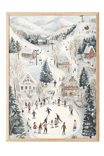 Postifull Wooden Framed Painting, Poster and Frame Set, New Year Comfort Series No:108772