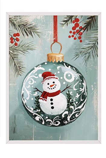 Postifull White Framed Painting, Artistic Design Wall Painting, New Year's Comfort Series No:108757