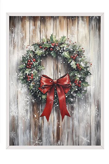 Postifull White Framed Painting, Artistic Design Wall Painting, New Year's Comfort Series No:108761