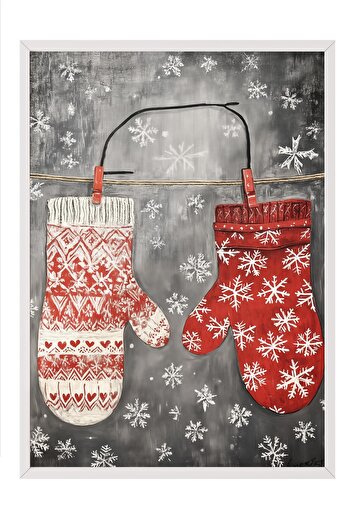 Postifull White Framed Painting, Artistic Design Wall Painting, New Year's Comfort Series No:108766