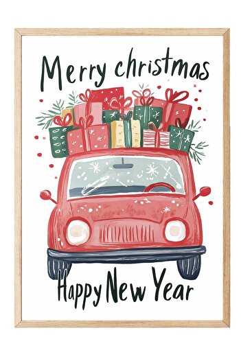Postifull Wooden Framed Painting, Poster and Frame Set, New Year Comfort Series No:108773