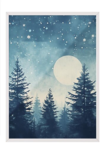 Postifull White Framed Painting, Artistic Design Wall Painting, New Year's Comfort Series No:108791