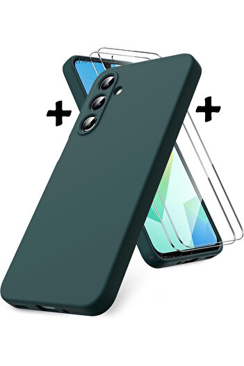 m.tk moveteck Samsung Galaxy A16 Case Camera Protected Soft Color Matte Silicone + 9H Screen Protective Glass 2in1 Set