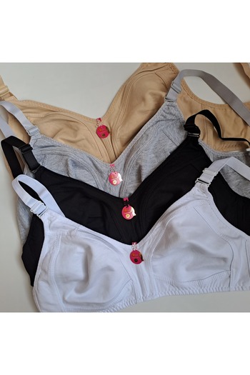 NARIYA Plus Size Cotton Recovery Bra - 4-Piece Non-Supported Wire-Free Capless Mother's Bra