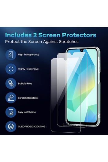 m.tk moveteck Samsung Galaxy A16 Case Camera Protected Soft Color Matte Silicone + 9H Screen Protective Glass 2in1 Set