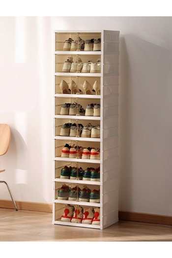 ALMUFARREJ 9-Layer Shoe Box, Foldable Storage Box Plastic 18 Of Pairs 34X44X156 Cm