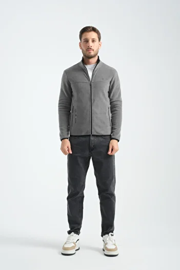 Shooter Ανδρικό φούτερ Fleece - Premium Winter, Minimal Embroidery, Regular Fit με φερμουάρ
