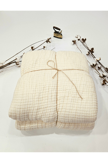 Gidia Ecru Color 7 Layer Double Sided Padded Double Muslin Blanket 100% Cotton 230X240 cm