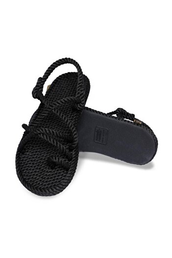 Nomadic Republic Black Ibiza Rubber Sole Women's Rope Sandals