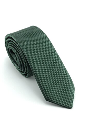PİERRONİ Green Oxford Pattern Slim Tie