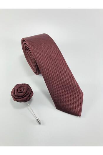 PİERRONİ Plain Dobby Pattern Collar Pin Set Necktie